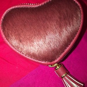 Neiman Marcus Leather Coin Pouch Red Heart